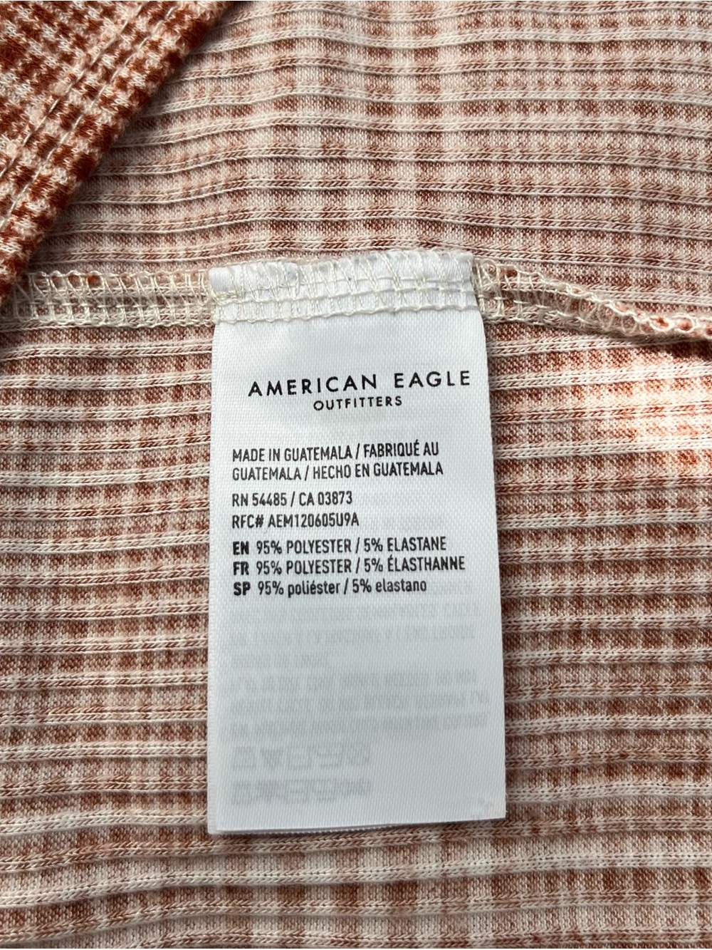 American Eagle Outfitters Rust & White Plaid Lettuce-Edge Crop Top - Picture 7 of 7
